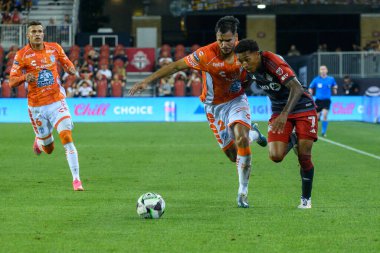 Toronto, ON, Kanada - 4 Ağustos 2024: Toronto FC 'nin Jahkeele Marshall-Rutty # 7 forveti Toronto FC (Kanada) ile C.F. Pachuca (Meksika) BMO Sahasında (Toronto 2-1 kazandı)