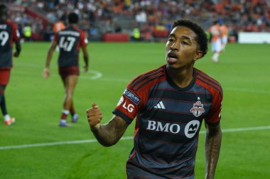 Toronto, ON, Kanada - 4 Ağustos 2024: Toronto FC 'nin Jahkeele Marshall-Rutty # 7 forveti Toronto FC (Kanada) ile C.F. Pachuca (Meksika) BMO Sahasında (Toronto 2-1 kazandı)