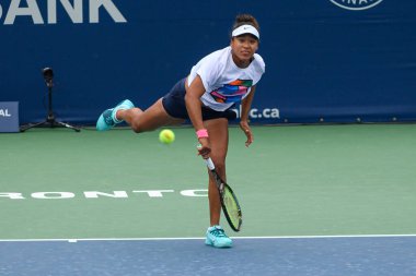 Toronto, ON, Canada - August 4, 2024: Naomi Osaka practice at grant court during the National Bank Open at Sobeys Stadium. clipart