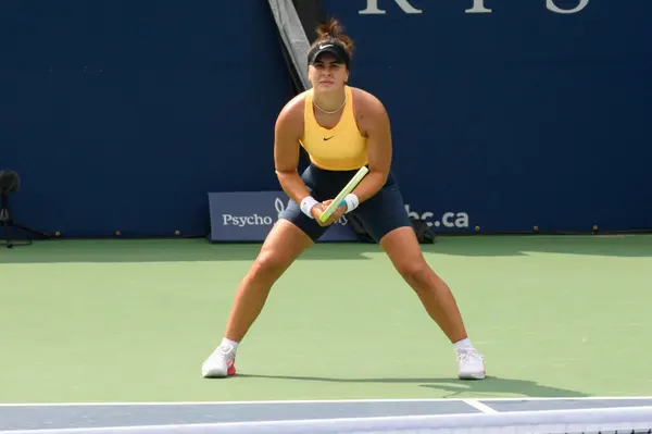 stock image Toronto, ON, Canada - August 4, 2024: Bianca Andreescu practice at grant court during the National Bank Open at Sobeys Stadium