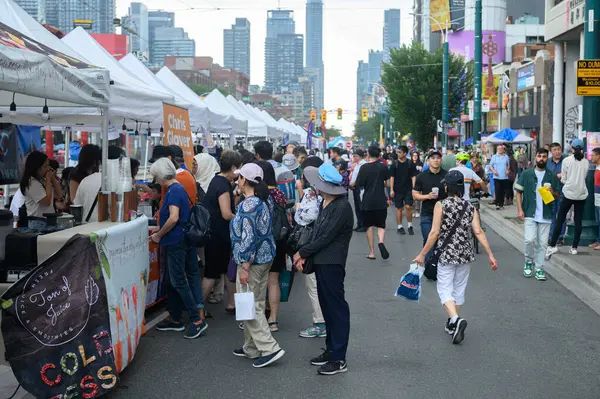 stock image Toronto, ON, Canada - August 17, 2024: Spadina Avenue street view during the Toronto Chinatown Festival.