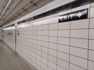 Toronto, ON, Canada - June 24, 2024: View at the Broadview subway station inside clipart