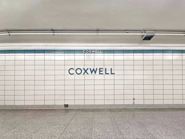 Toronto, ON, Canada - June 24, 2024: View at the Coxwell subway station inside clipart