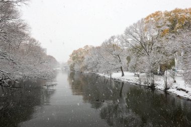 View at the Etobicoke creek in winter, near Toronto, Canada clipart