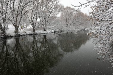 View at the Etobicoke creek in winter, near Toronto, Canada