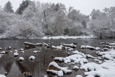 View at the Etobicoke creek in winter, near Toronto, Canada