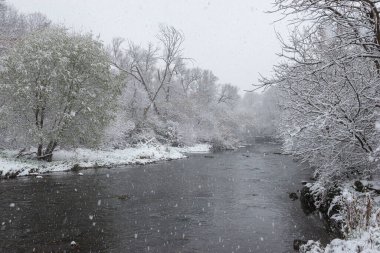 View at the Etobicoke creek in winter, near Toronto, Canada