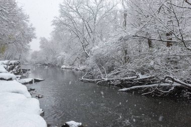 View at the Etobicoke creek in winter, near Toronto, Canada