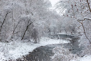 View at the Etobicoke creek in winter, near Toronto, Canada
