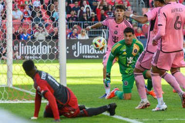 Toronto, ON, Canada - October 5, 2024:  Oscar Ustari #19 goalkeeper of the Inter Miami FC during the 2024 MLS Regular season match between Toronto FC (Canada) v Inter Miami CF (USA) at BMO Arena. clipart