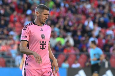 Toronto, ON, Kanada - 5 Ekim 2024: Serhiy Kryvtsov # 27 numaralı Miami FC defans oyuncusu Toronto FC (Kanada) vs Miami CF (ABD) arasında oynanan maçta.