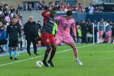 Toronto, ON, Kanada - 5 Ekim 2024: Miami FC 'nin 6 numaralı defans oyuncusu Toronto FC (Kanada) vs. Miami CF (ABD) ile BMO Field' da oynanan 2024 MLS 'lik normal sezon maçı ile Miami FC' nin 6 numaralı savunucusu..