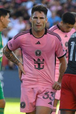 Toronto, ON, Canada - October 5, 2024: Franco Negri #33 defender of the Inter Miami FC looks at 2024 MLS Regular season match between Toronto FC (Canada) v Inter Miami CF (USA) at BMO Field. clipart