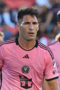 Toronto, ON, Kanada - 5 Ekim 2024: Franco Negri # 33 numaralı Miami FC defansı Toronto FC (Kanada) ile Miami CF (ABD) arasındaki 2024 MLS normal sezon maçına bakıyor.