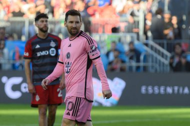 Toronto, ON, Canada - October 5, 2024: Lionel Messi #10 of the Inter Miami FC looks at during the 2024 MLS Regular season match between Toronto FC (Canada) v Inter Miami CF (USA) at BMO Field. clipart