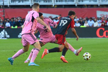 Toronto, ON, Kanada - 5 Ekim 2024: Kobe Franklin # 19 Toronto FC defans maçında Toronto FC (Kanada) - Inter Miami CF (ABD).