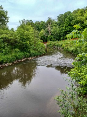 Yağmurlu bir günde küçük bir dere manzarası