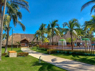 Playa del Carmen, Quintana Roo, Meksika - 20 Kasım 2024: Sonbahar sezonunda Barcelo Maya Oteli bölgesinde