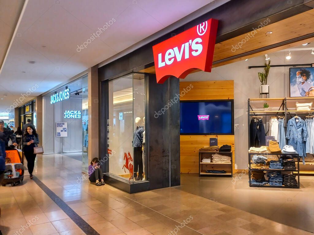 Toronto, ON, Canada - September 29, 2024: View at the Levis company sign in shopping mall