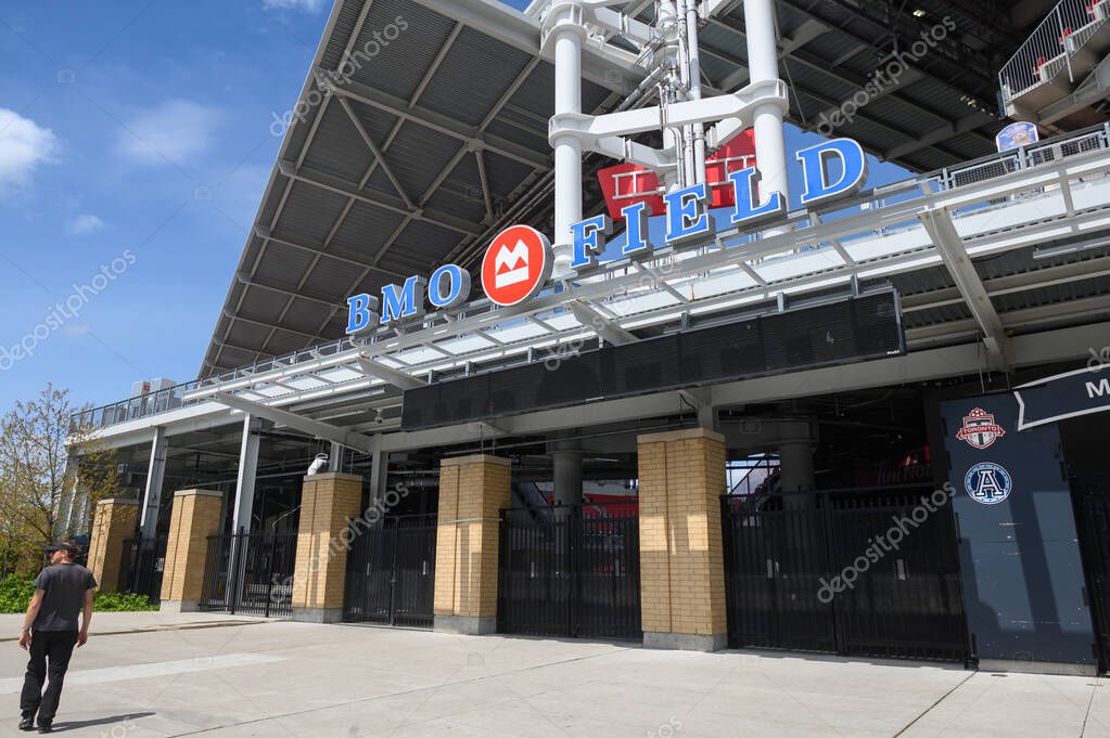 Toronto, ON, Canada  April 17, 20234: The logo and brand sign of BMO Field Sport Arena.