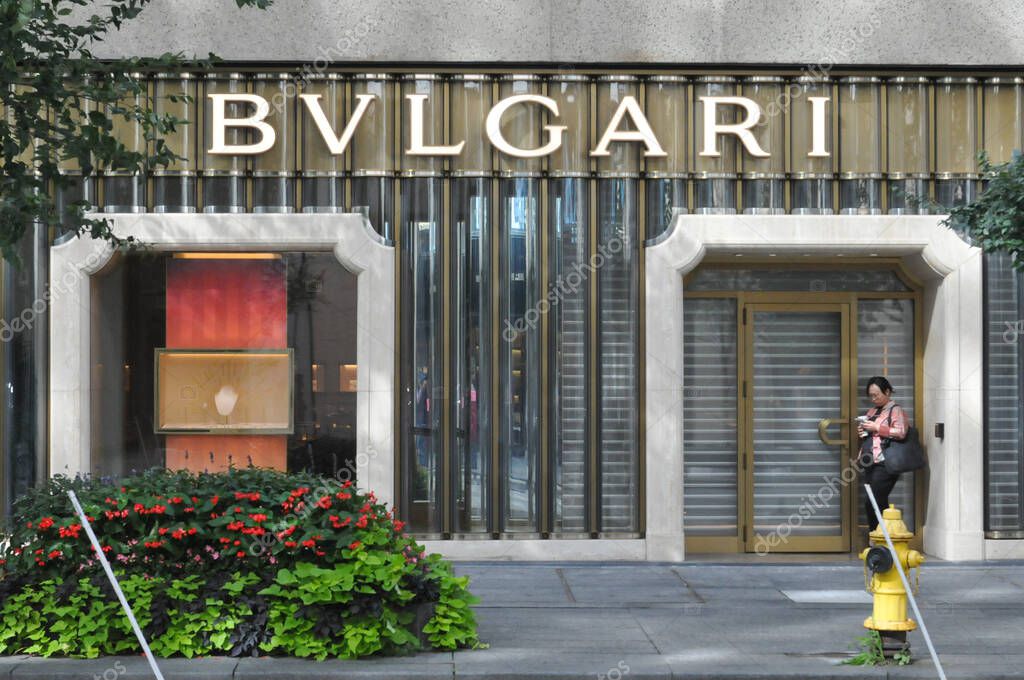 Toronto, ON, Canada  April 22, 2024:View at sign of a Bulgari store in Toronto.