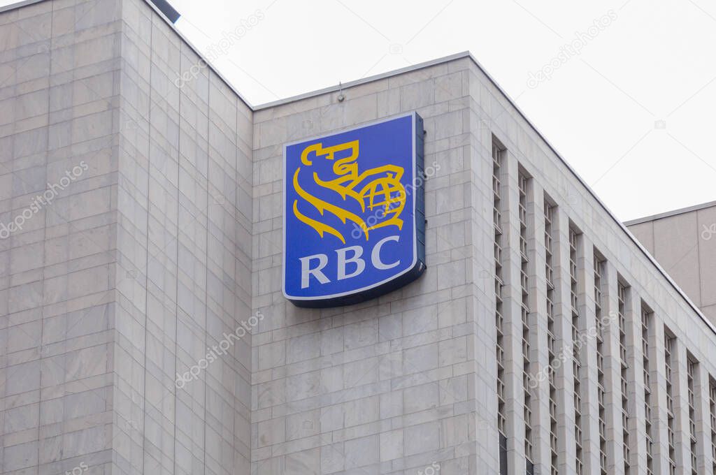 Toronto, ON, Canada  August3, 2024: The logo and brand sign of the Royal Bank of Canada..