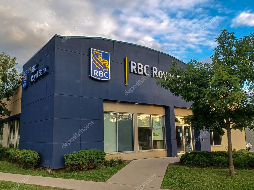 Toronto, ON, Canada  August3, 2024: The logo and brand sign of the Royal Bank of Canada..