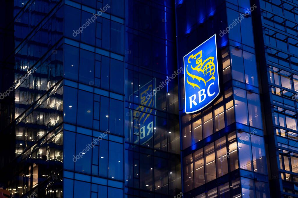 Toronto, ON, Canada  August 23, 2023: The logo and brand sign of the Royal Bank of Canada.