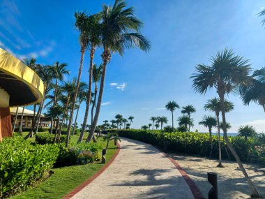 Playa del Carmen, Quintana Roo, Meksika - 20 Kasım 2024: Sonbahar sezonunda Barcelo Maya Oteli bölgesinde