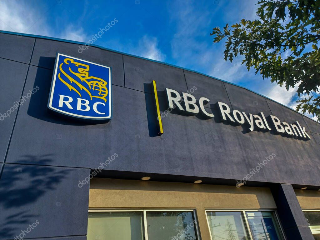 Toronto, ON, Canada  March 3, 2025: The logo and brand sign of the Royal Bank of Canada.