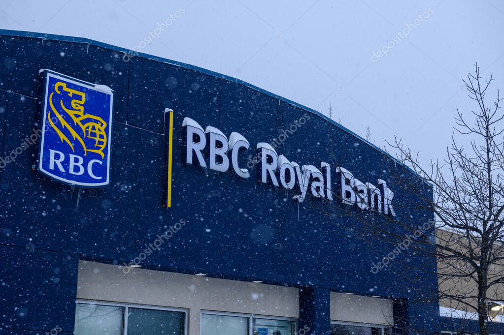Toronto, ON, Canada  March 3, 2025: The logo and brand sign of the Royal Bank of Canada.