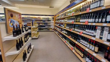 Toronto, ON, Canada -October 5, 2025: Interior view of the alcohol LCBO store in Toronto