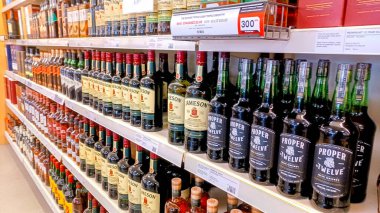 Toronto, ON, Canada -October 5, 2025: Interior view of the alcohol LCBO store in Toronto