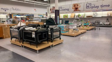 Toronto, ON, Canada - October 5 27, 2025: View the shelves with the toys in the Toys R Us store in Canada