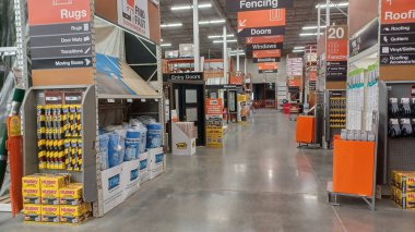 Toronto, ON, Canada - October 5, 2025: View of shelves and racks at Home Depot home improvement store in Canada