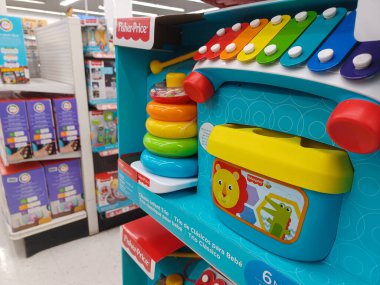 Toronto, ON, Canada - October 5 27, 2025: View the shelves with the toys in the Toys R Us store in Canada