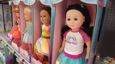 Toronto, ON, Canada - October 5 27, 2025: View the shelves with the toys in the Toys R Us store in Canada