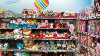 Toronto, ON, Canada - October 5 27, 2025: View the shelves with the toys in the Toys R Us store in Canada