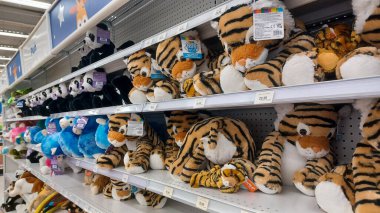 Toronto, ON, Canada - October 5 27, 2025: View the shelves with the toys in the Toys R Us store in Canada