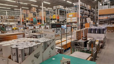 Toronto, ON, Canada - October 5, 2025: View of shelves and racks at Home Depot home improvement store in Canada