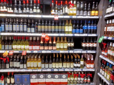 Toronto, ON, Canada - October 5, 2025: View of the liquor department aisle in the store.
