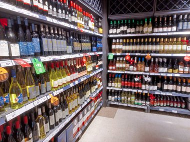 Toronto, ON, Canada - October 5, 2025: View of the liquor department aisle in the store.