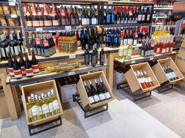Toronto, ON, Canada - October 5, 2025: View of the liquor department aisle in the store.