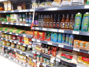 Toronto, ON, Canada - October 5, 2025: View of the grocery department aisle in the Canadian store.