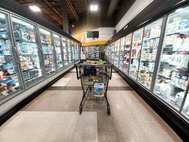 Toronto, ON, Canada - October 5, 2025: View of the grocery department aisle in the Canadian store.