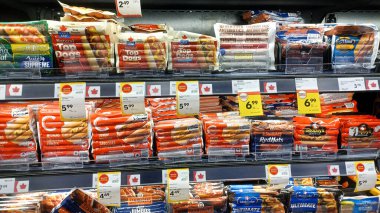 Toronto, ON, Canada - October 5,  2025: View of the meat department aisle and butcher shop in the Canadian store.