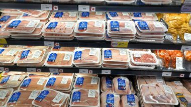 Toronto, ON, Canada - October 5,  2025: View of the meat department aisle and butcher shop in the Canadian store.