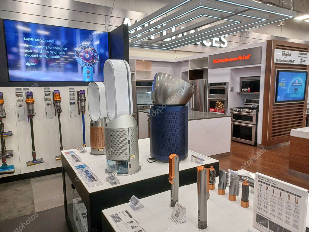 Toronto, ON, Canada - October 5, 2025: View the shelves with the electronics in the Best Buy store