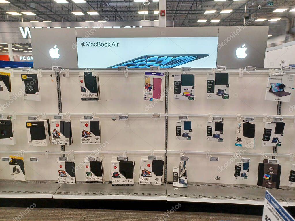 Toronto, ON, Canada - October 5, 2025: View the shelves with the electronics in the Best Buy store