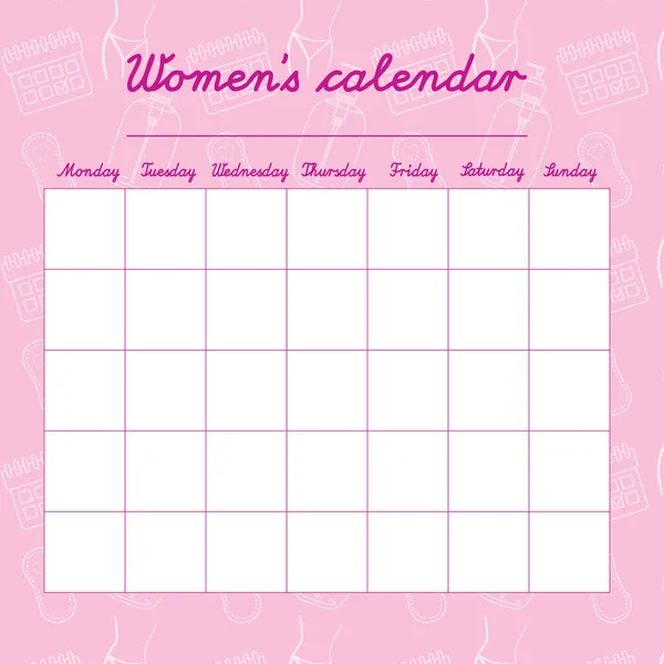 Calendario Las Mujeres Planificador Higiene Íntima — Archivo Imágenes Vectoriales